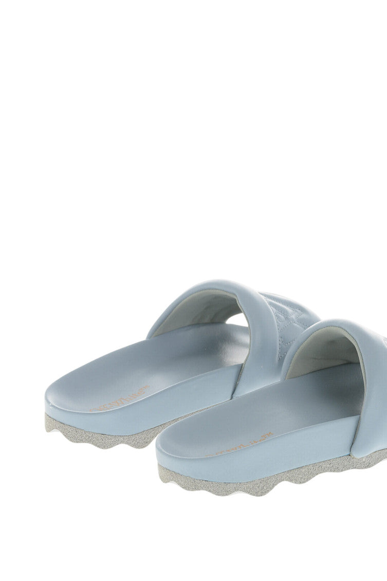 Grey Leather Slides 3
