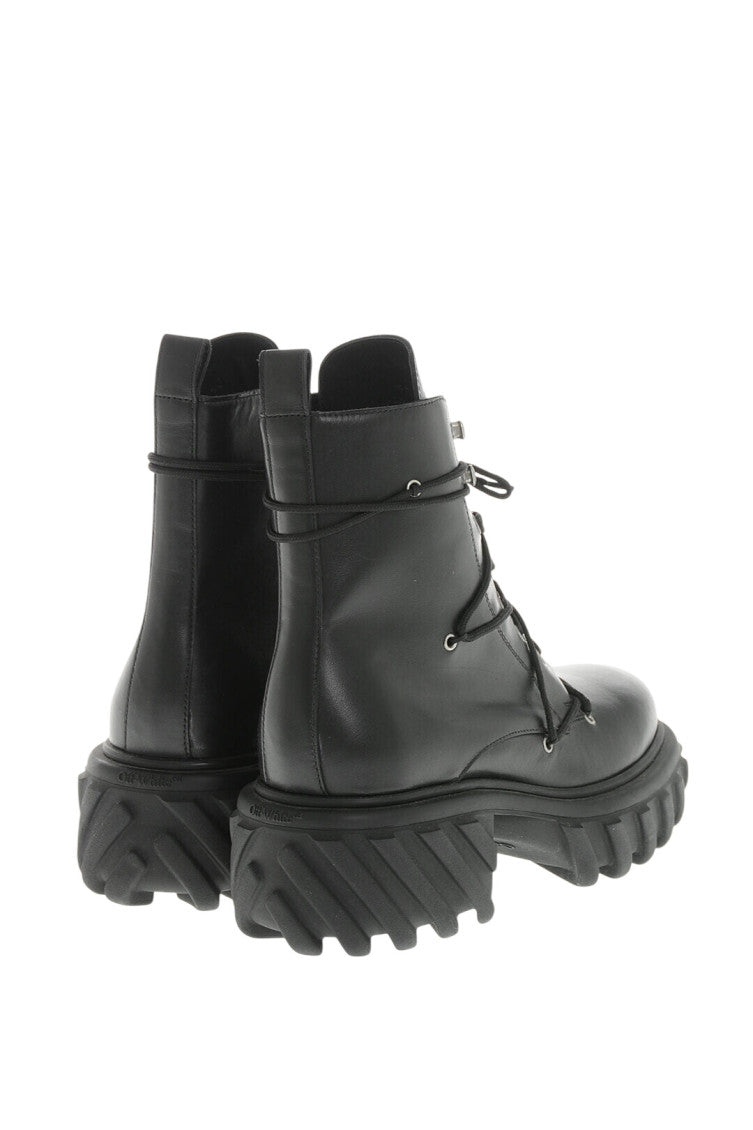 Black Solid Tractor Boots 3