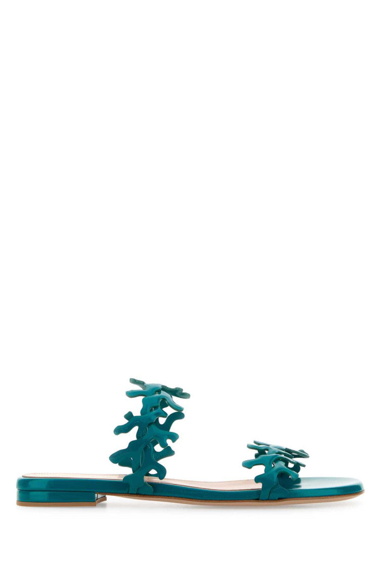 Green Leather Ocean Sandals 1