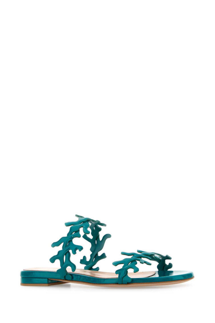 Green Leather Ocean Sandals 2