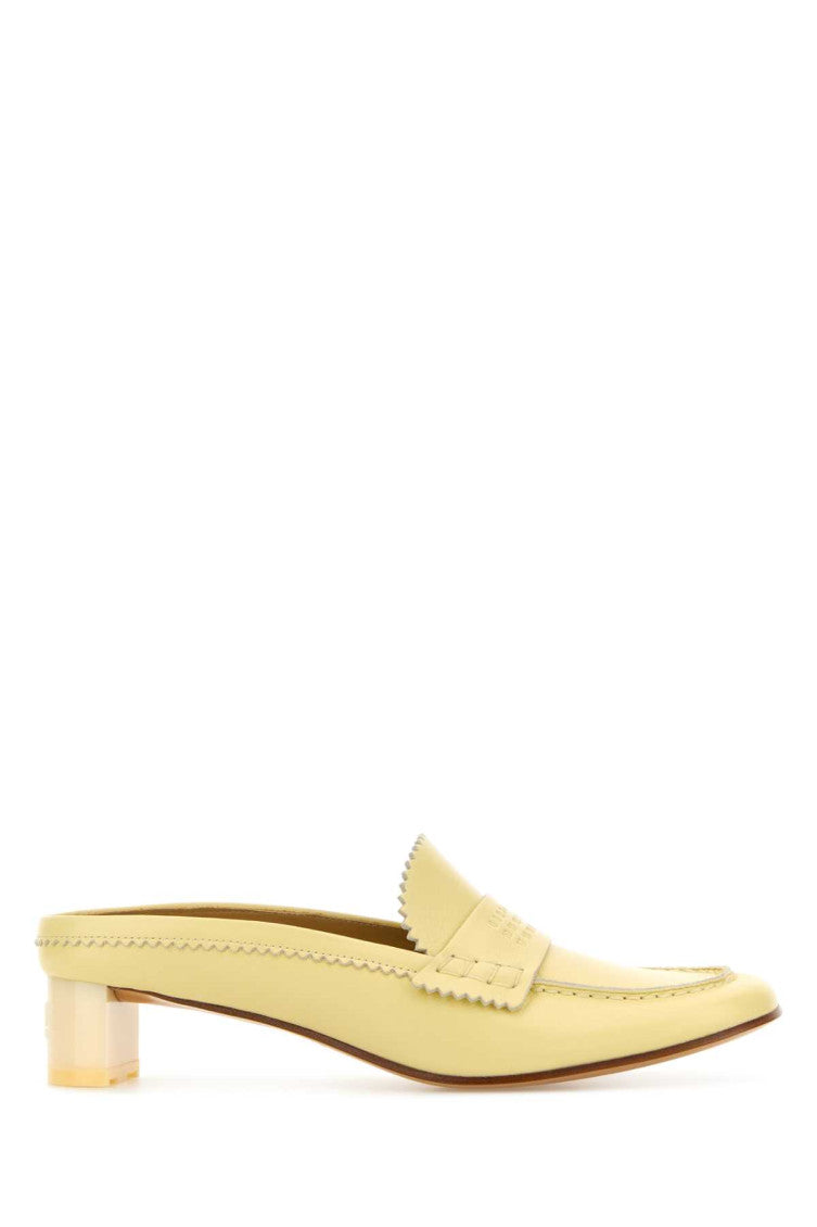 Yellow Leather Loafer Pumps 1