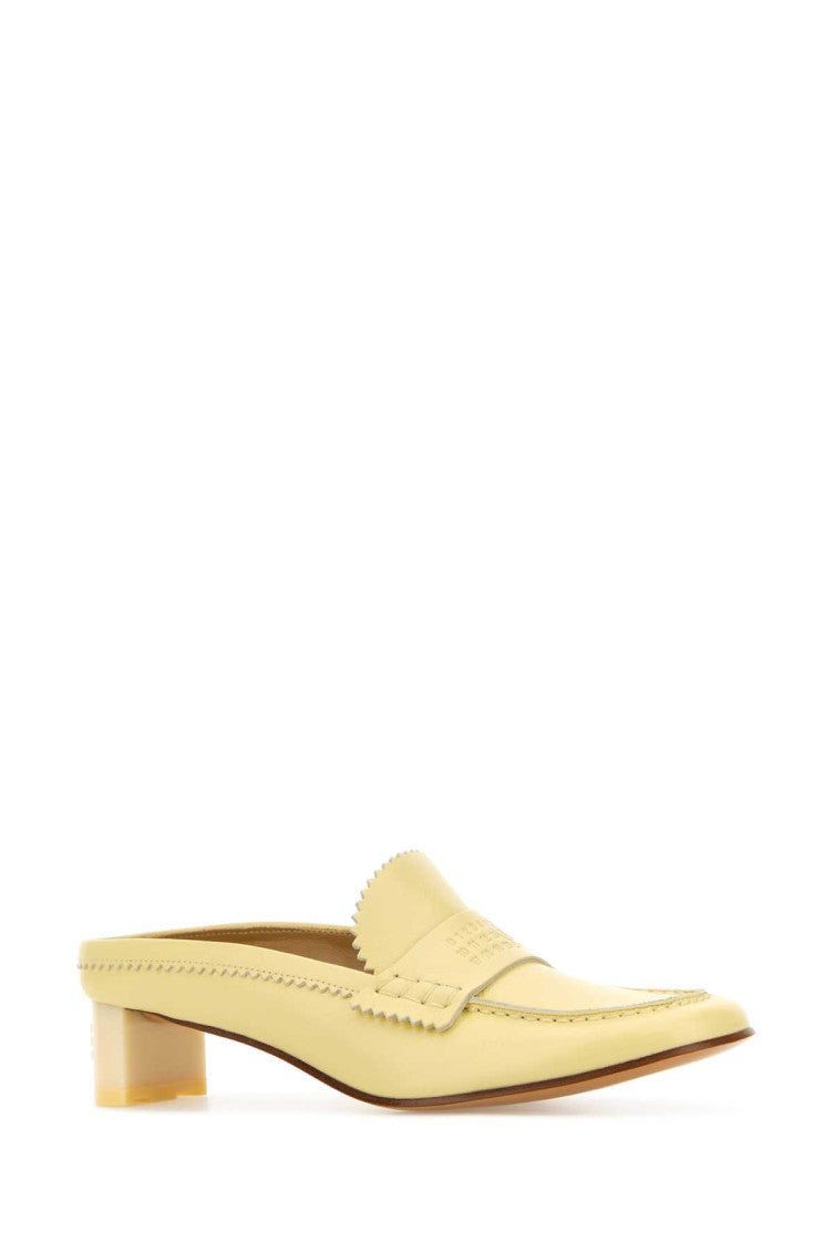 Yellow Leather Loafer Pumps 2