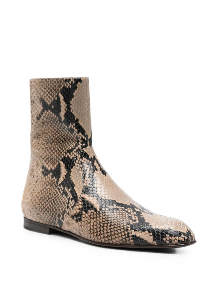 Beige Leather Ankle Boots 3