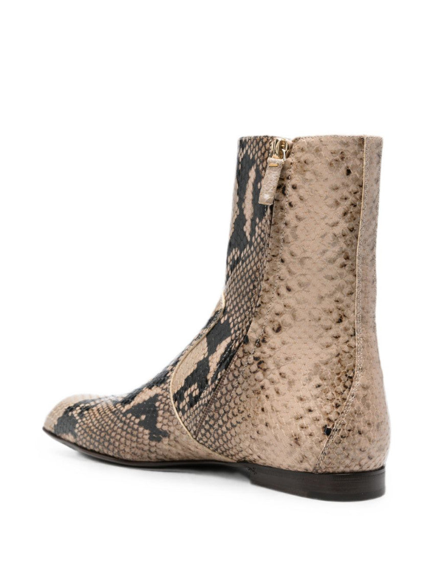 Beige Leather Ankle Boots 4