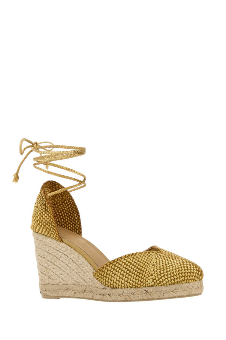 Yellow Woven Espadrille Wedges 2