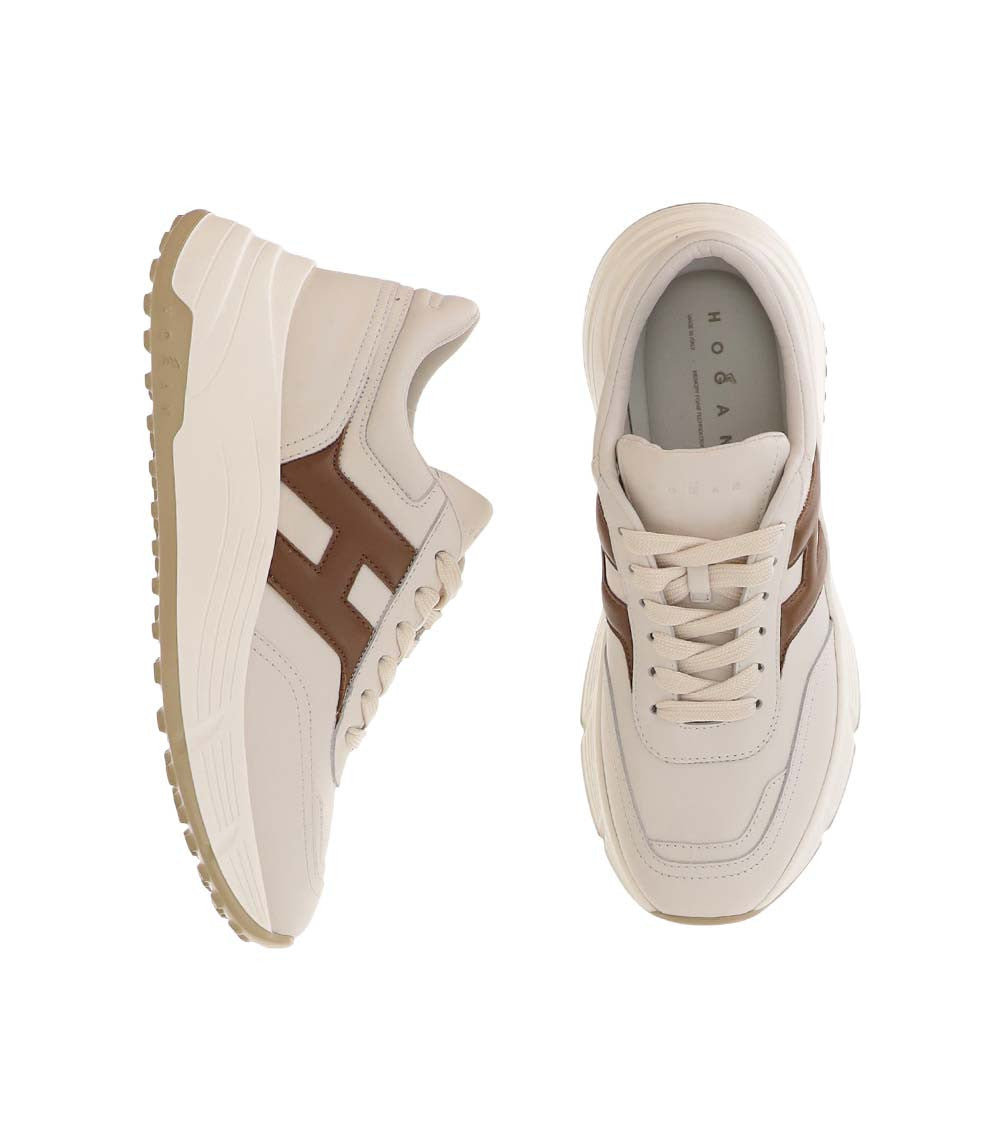 Beige Color Block Hi-Fi Sneakers 2