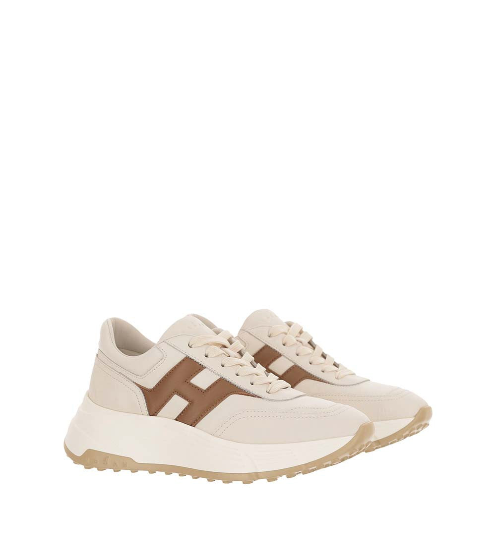 Beige Color Block Hi-Fi Sneakers 3