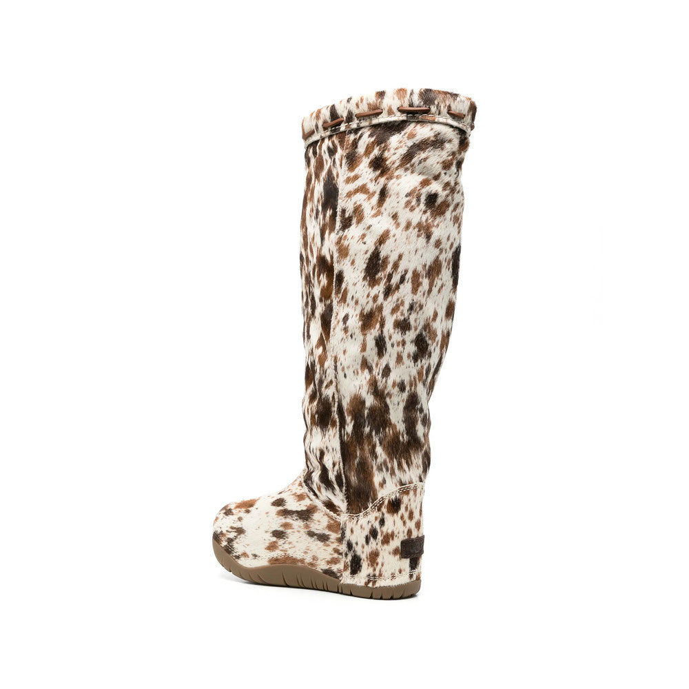 White Printed Buckled Tall Boots 3