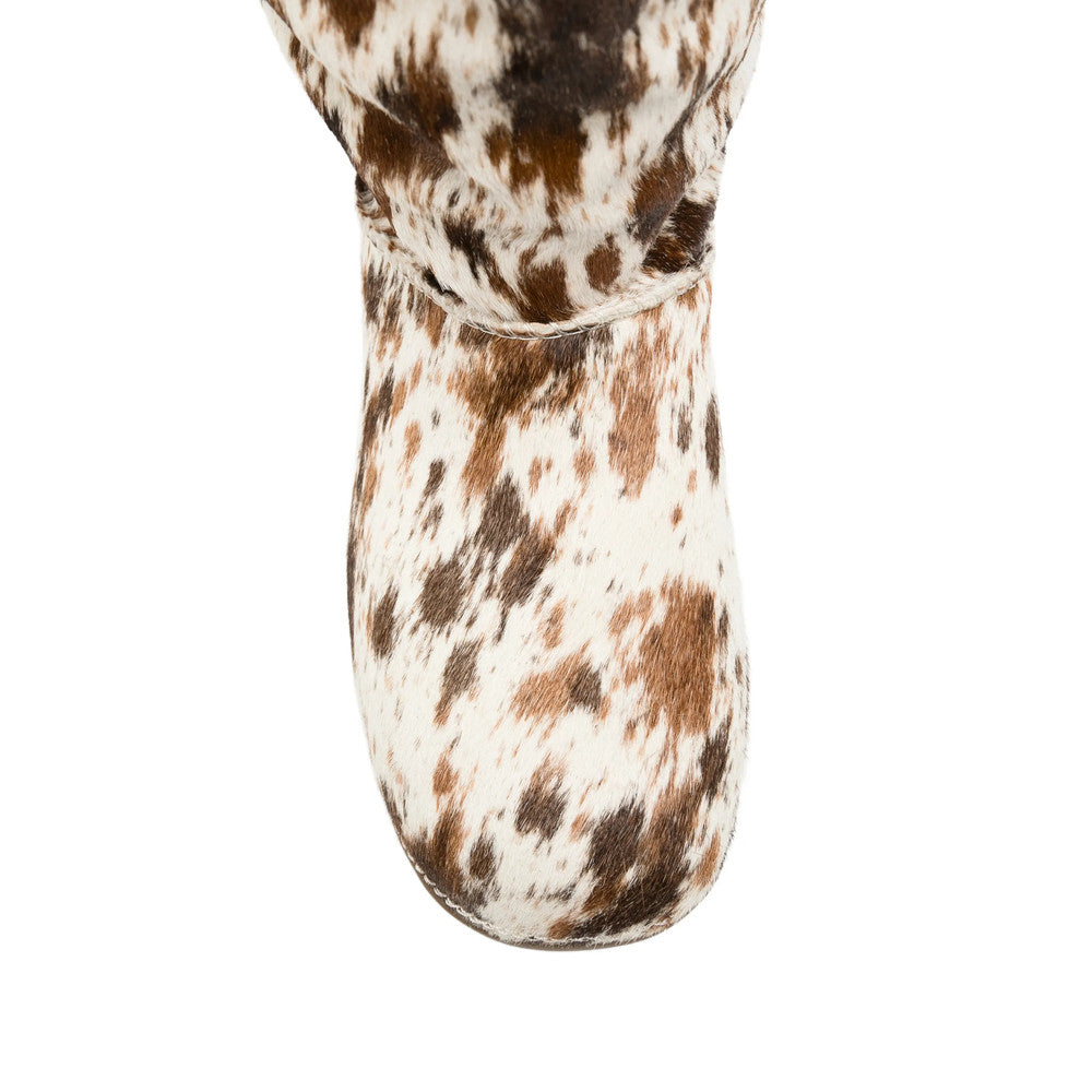 White Printed Buckled Tall Boots 4