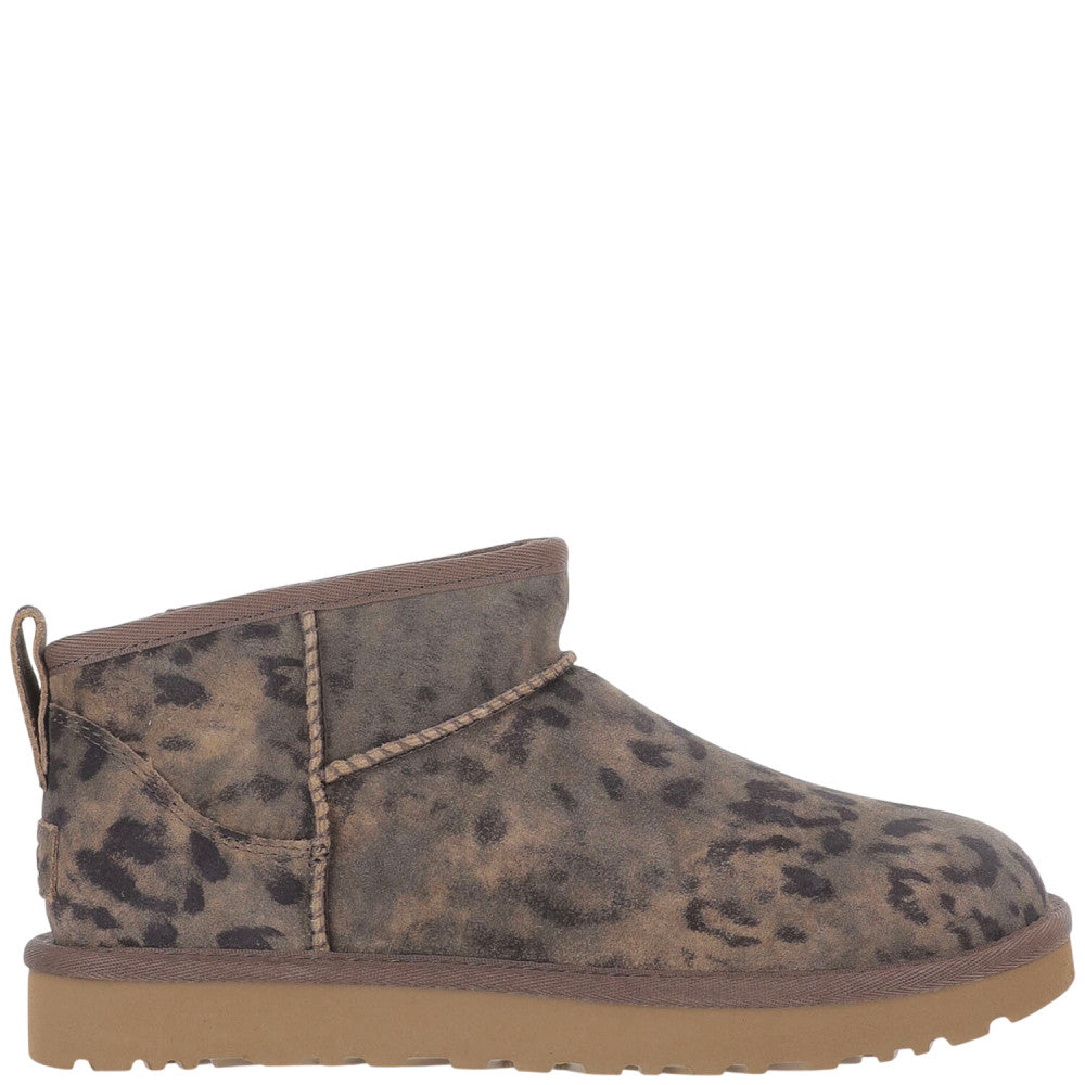 Brown Printed Ultra Mini Boots 1