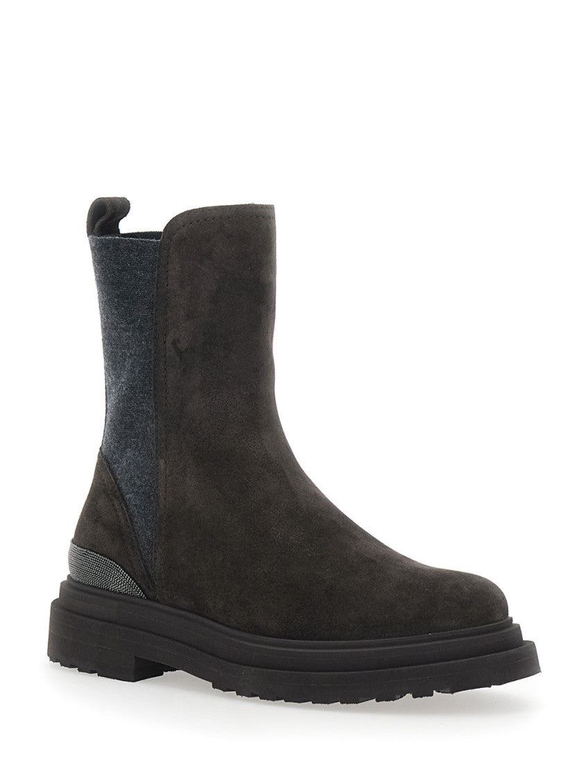 Brown Suede Slip-on Boots 2