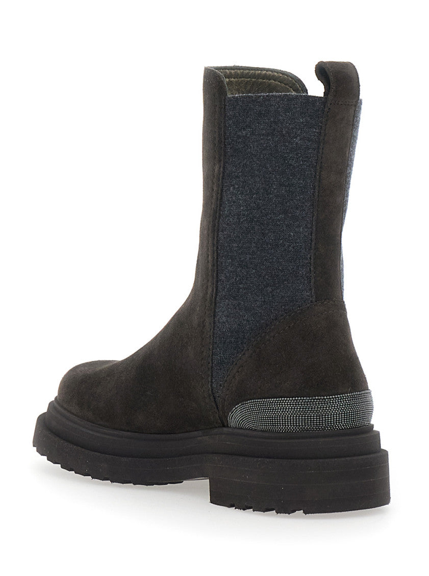Brown Suede Slip-on Boots 3