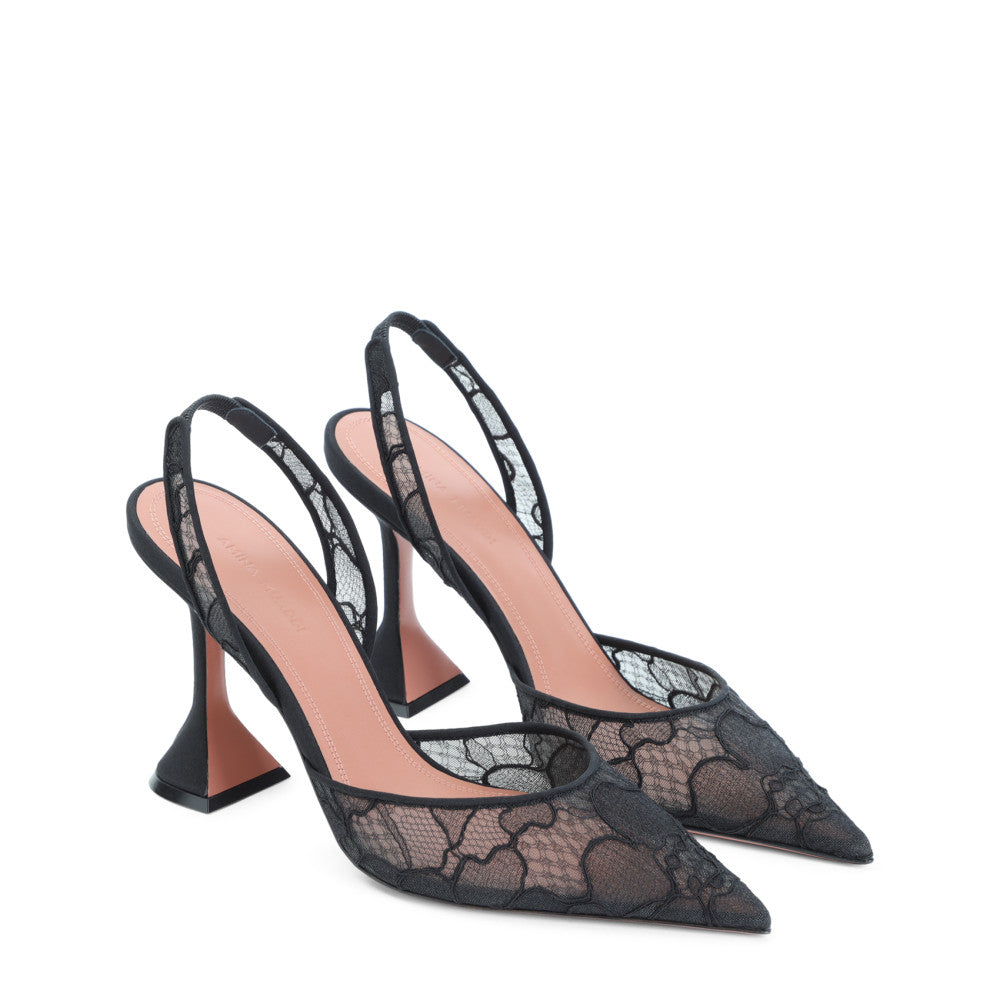 Black Lace Slingback Pumps 3