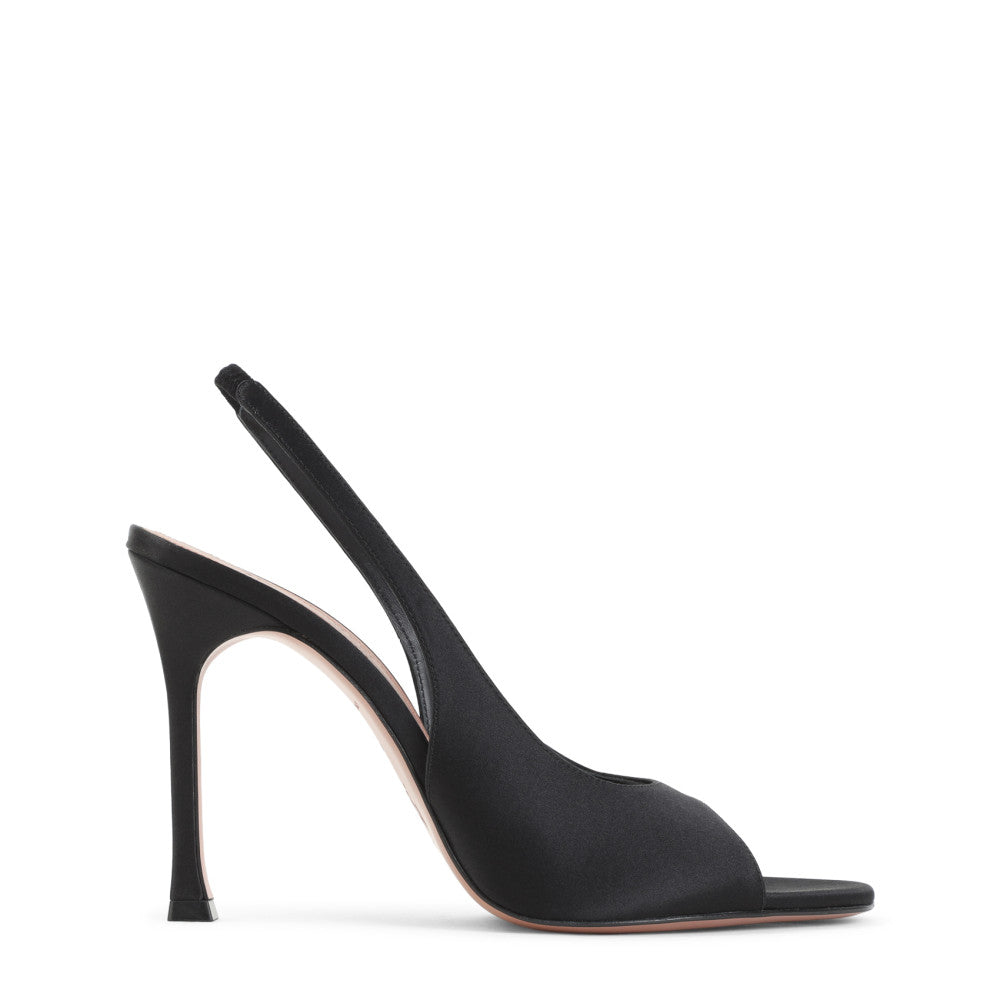 Black Slingback Satin Pumps 1