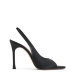 Black Slingback Satin Pumps 1