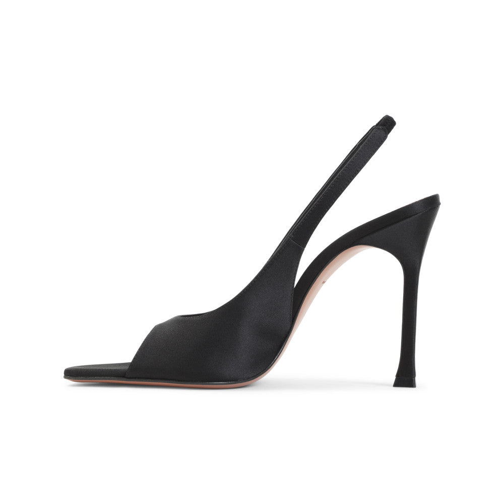 Black Slingback Satin Pumps 2