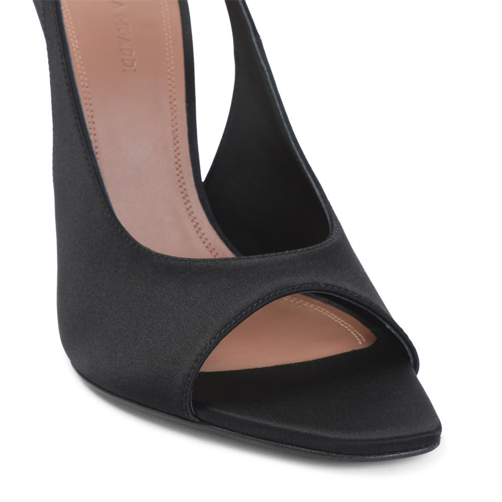 Black Slingback Satin Pumps 4