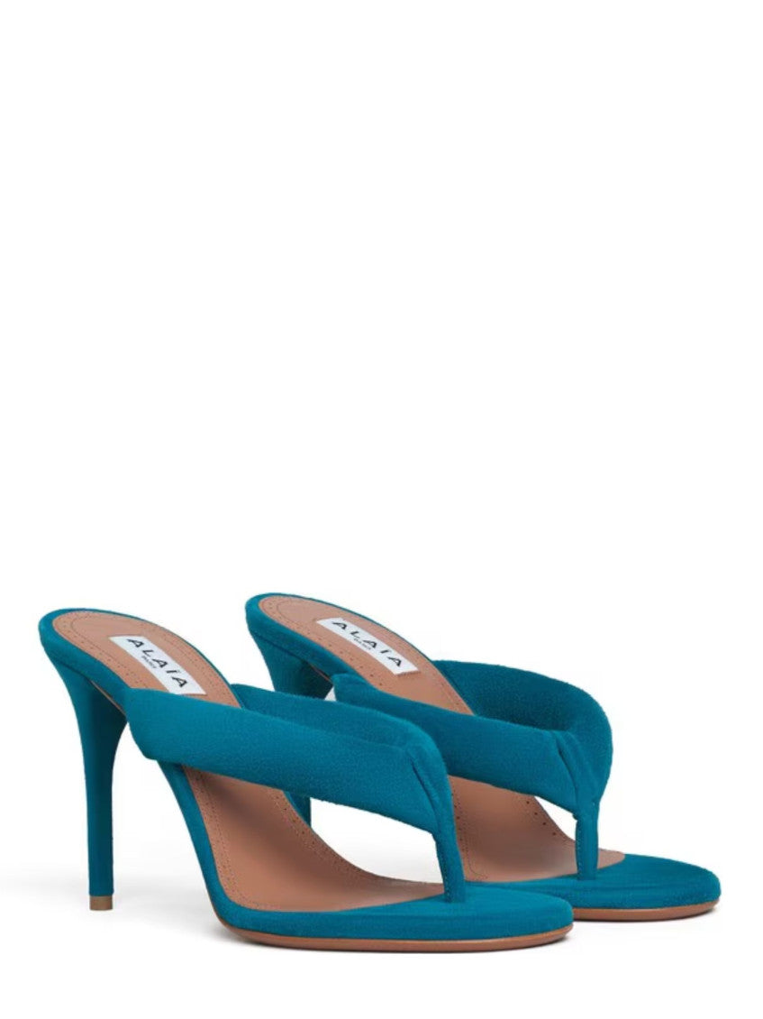 Blue Suede T-strap Heels 2