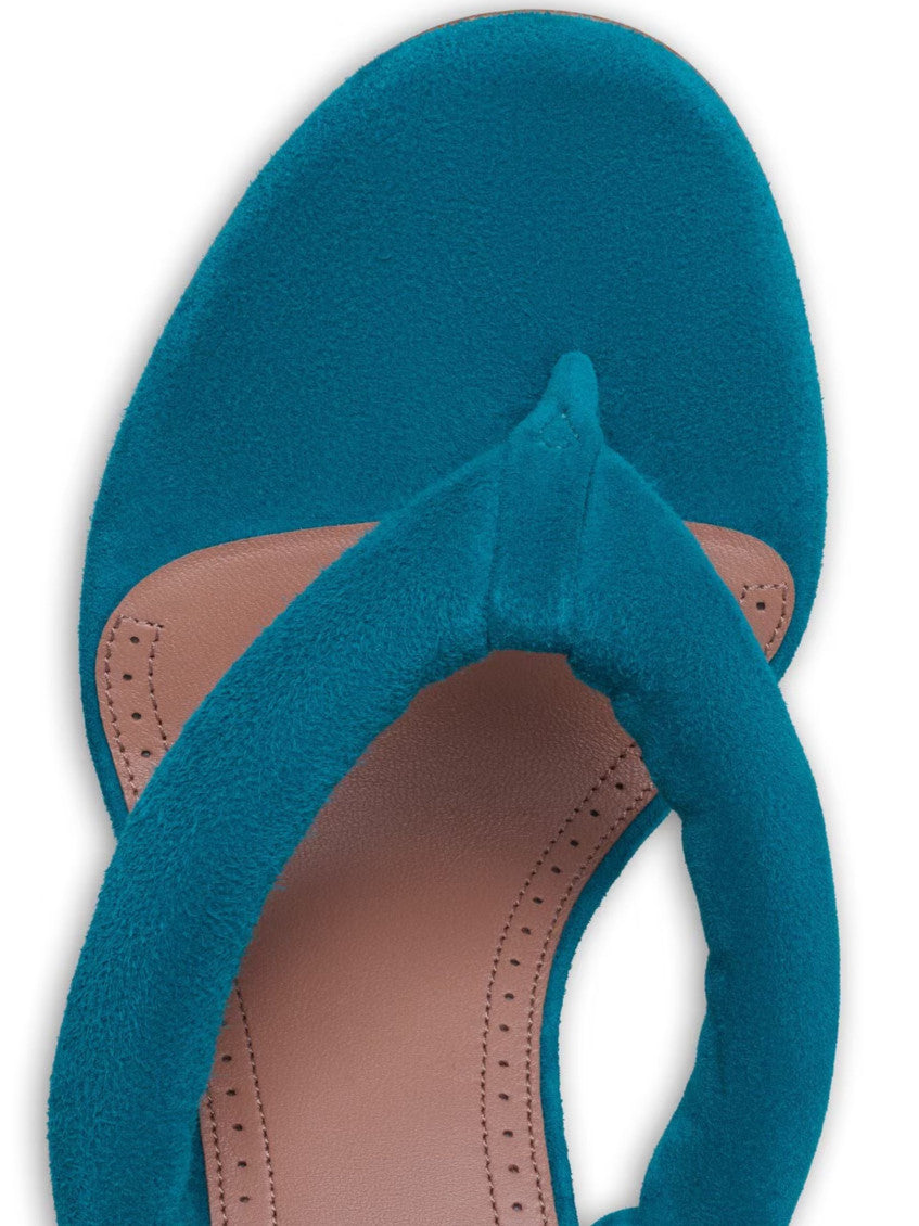 Blue Suede T-strap Heels 4