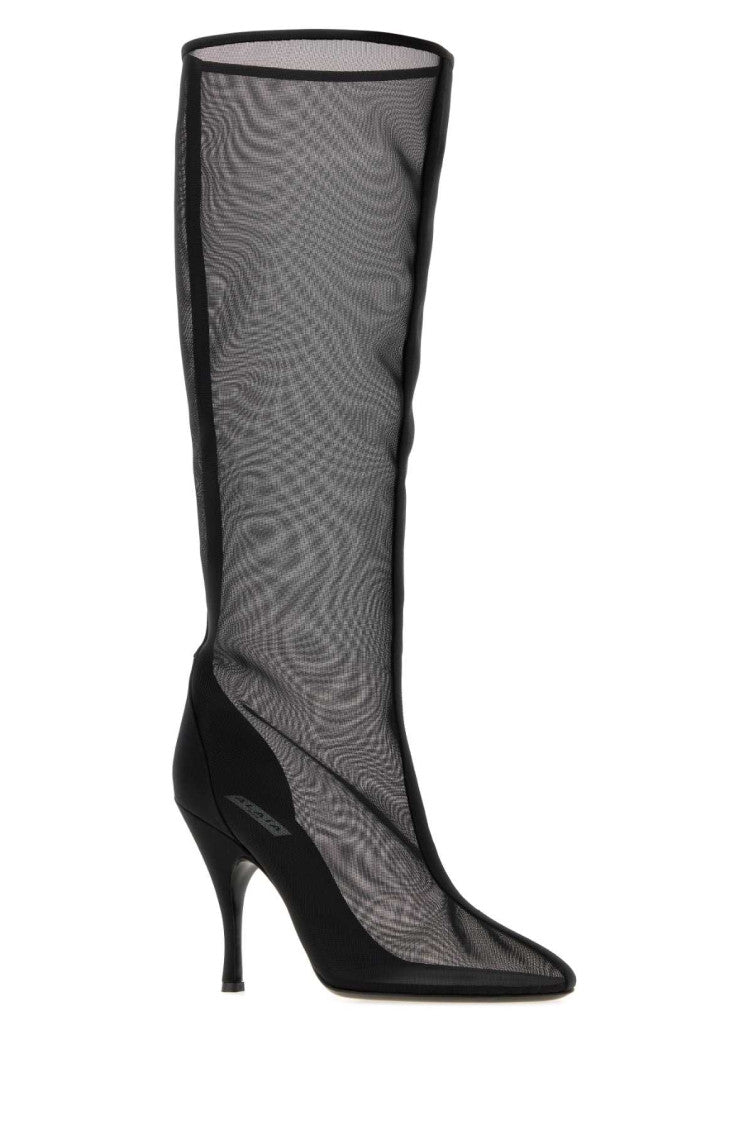 Black High Mesh Boots 2
