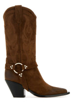 Brown Suede Belt Boots 1