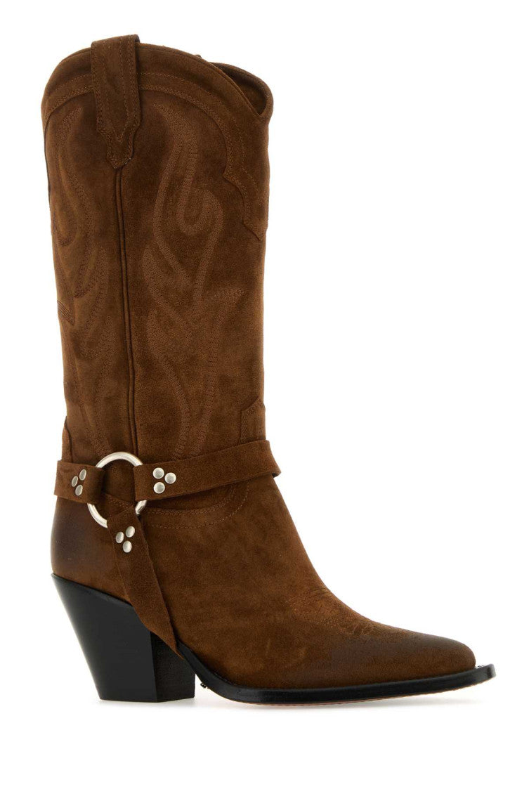 Brown Suede Belt Boots 2