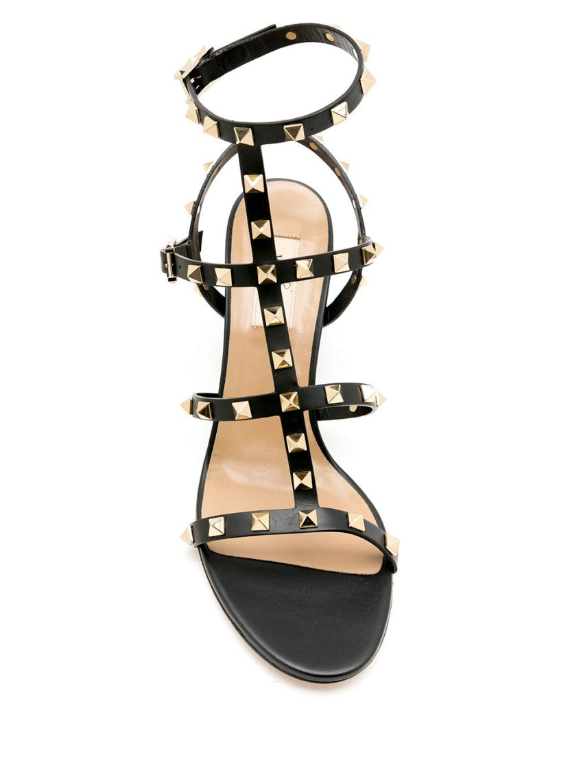 Black Rockstud Leather Heels 2