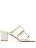 White Rockstud Leather Heels 1