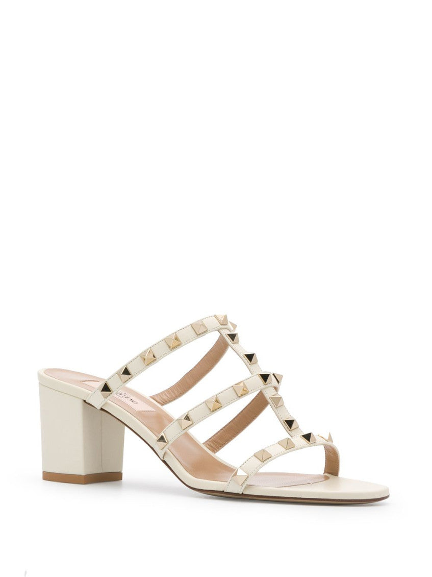 White Rockstud Leather Heels 2