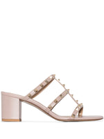Pink Rockstud Leather Heels 1