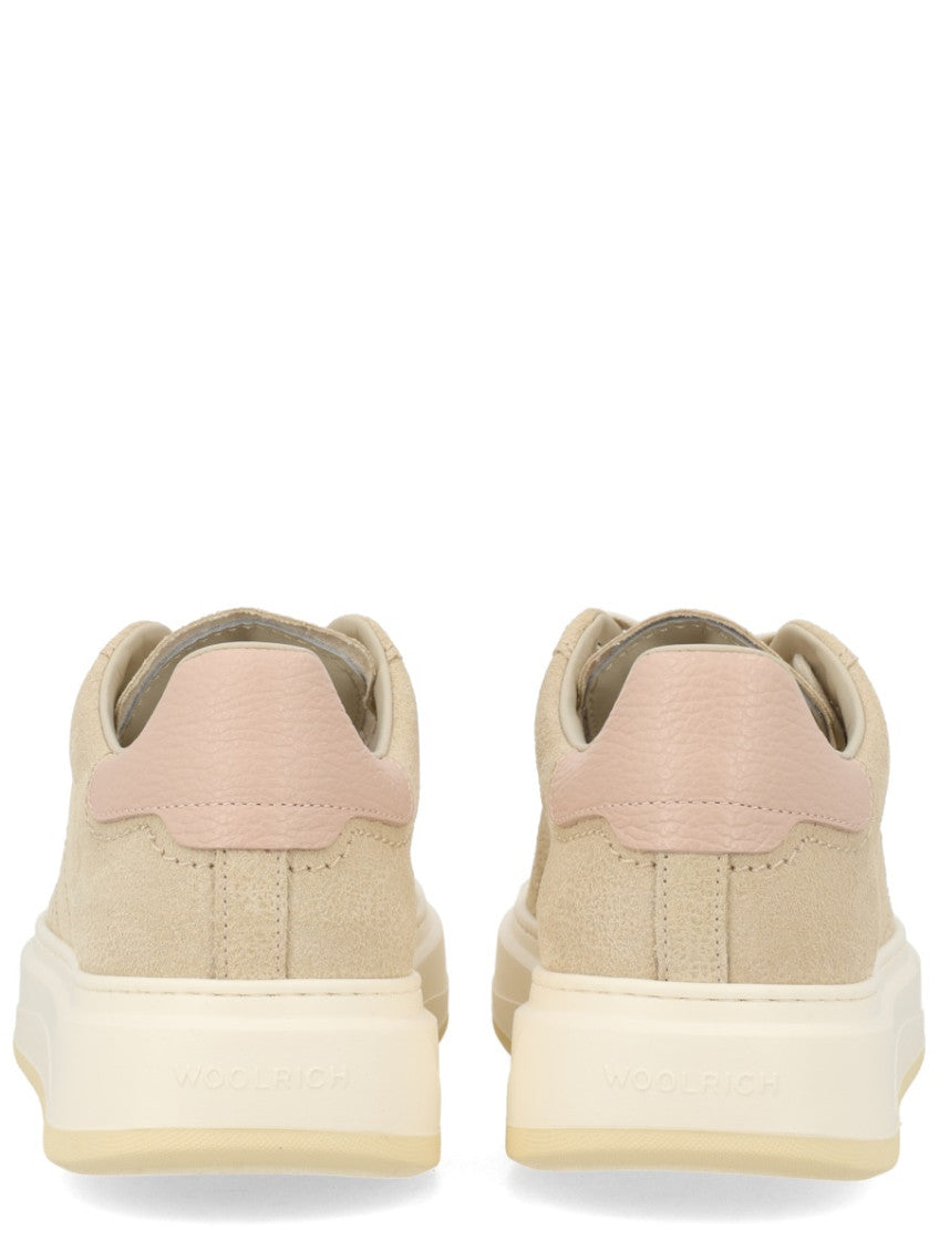 Beige Solid Pelle Sneakers 4