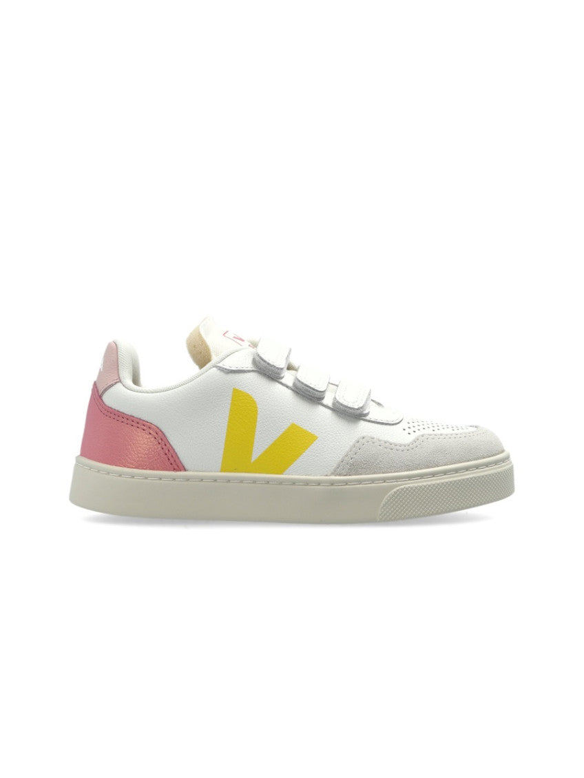 Kids White Color Block Sneakers 1