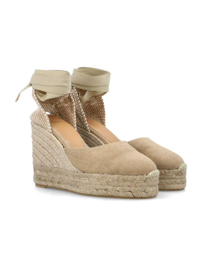 Beige Round Toe Espadrille Wedges 2