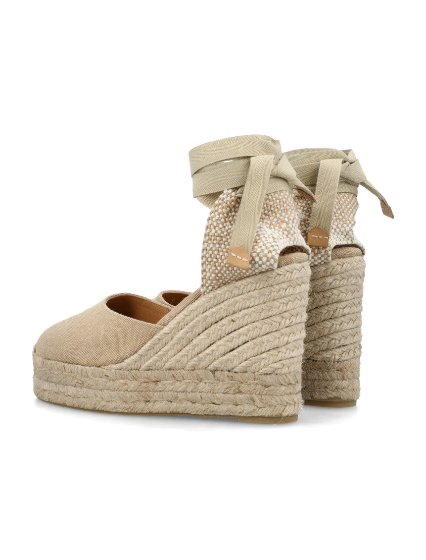Beige Round Toe Espadrille Wedges 4
