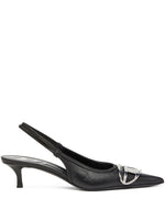 Black Leather Slingback Pumps 1