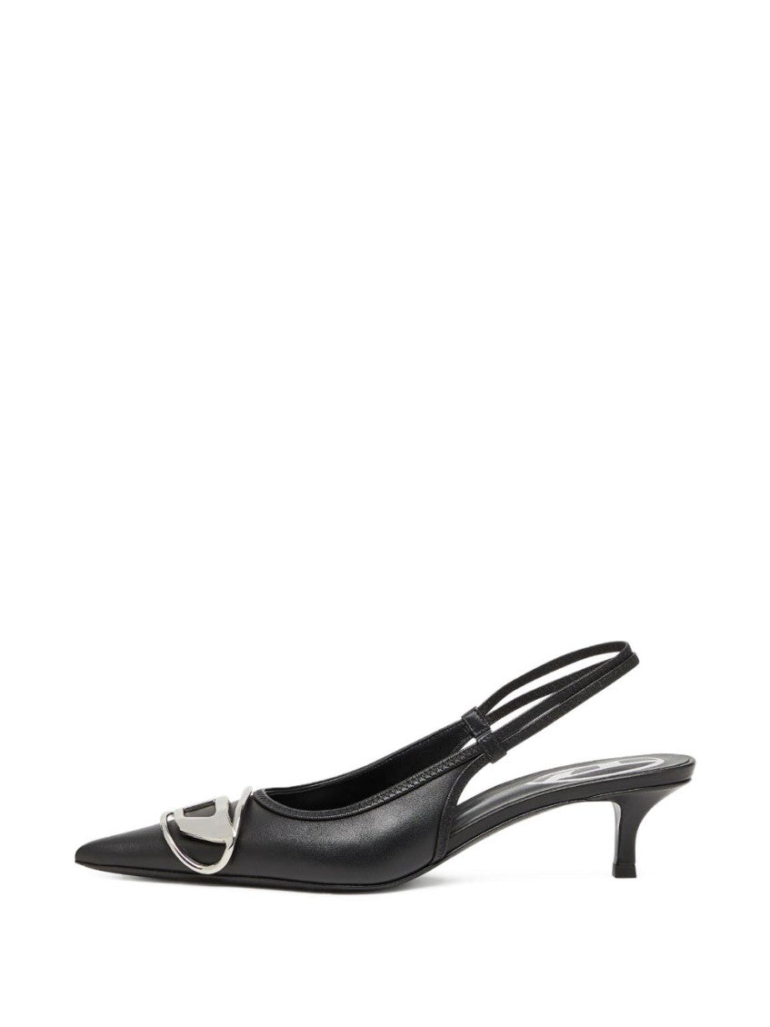Black Leather Slingback Pumps 3