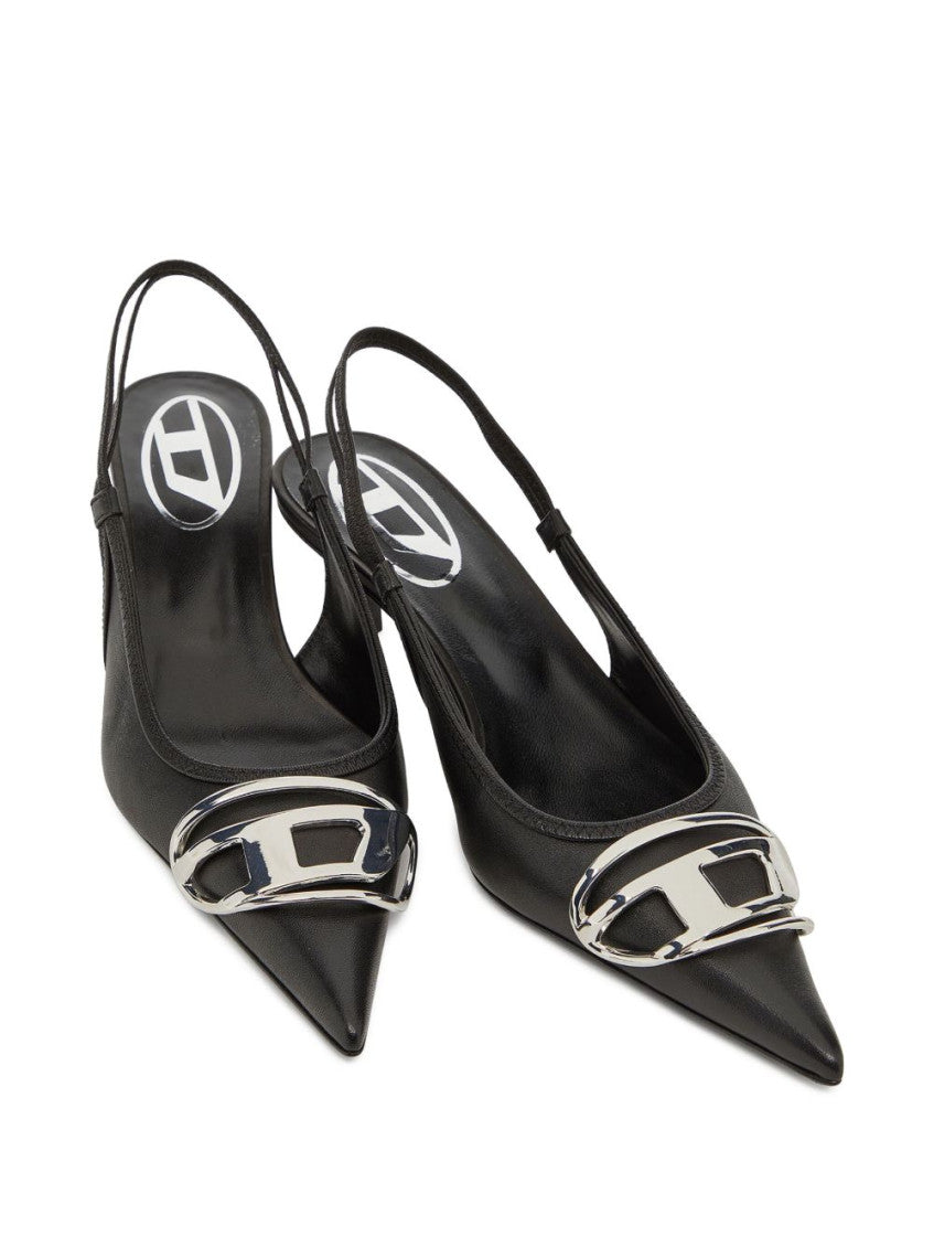 Black Leather Slingback Pumps 4