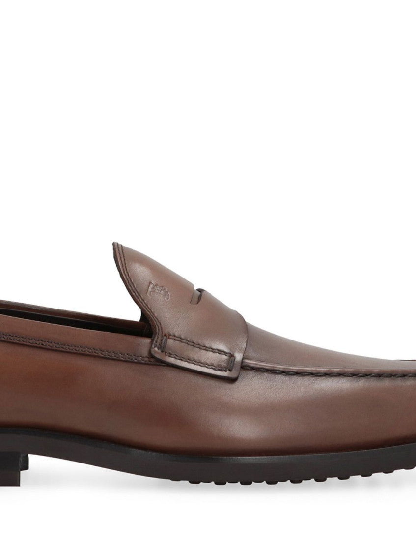 Brown Leather Slip-On Loafers 2