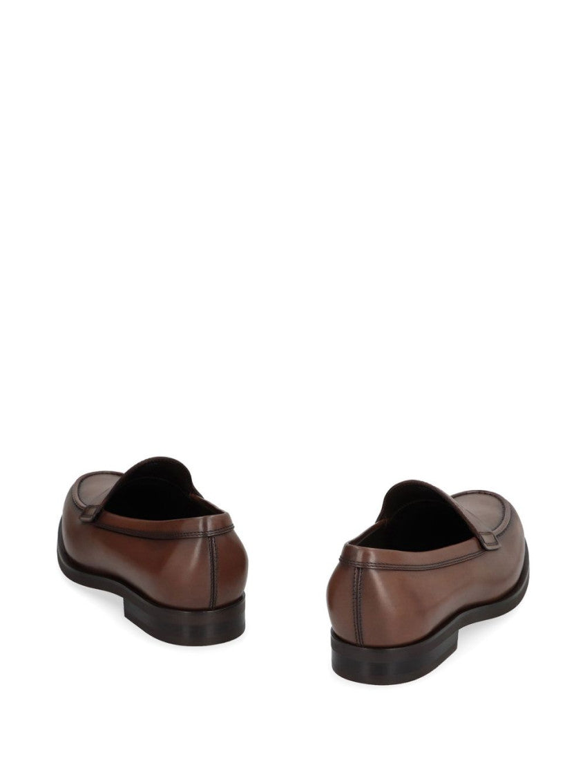 Brown Leather Slip-On Loafers 3