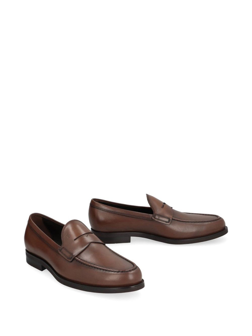 Brown Leather Slip-On Loafers 4