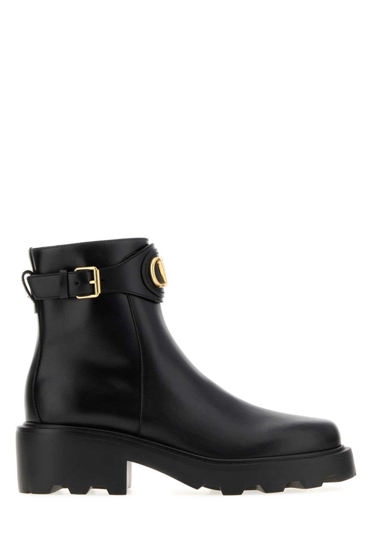 Black Leather Logo Boots 1