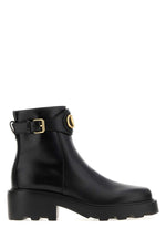 Black Leather Logo Boots 1