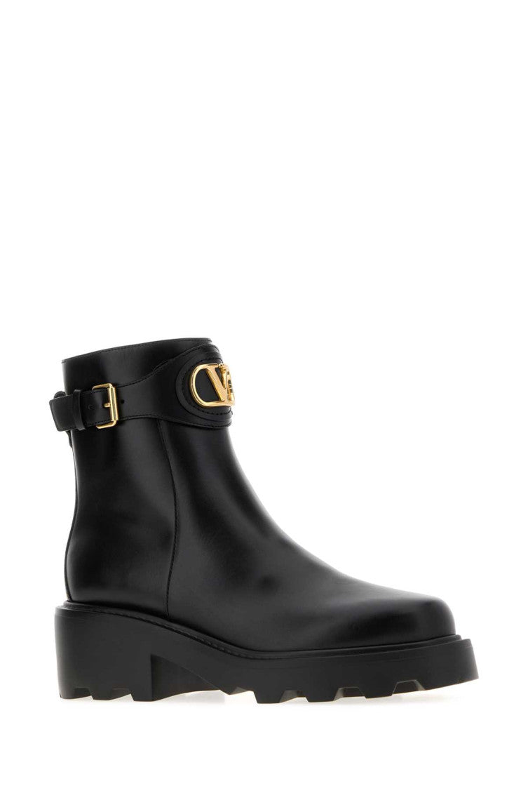 Black Leather Logo Boots 2