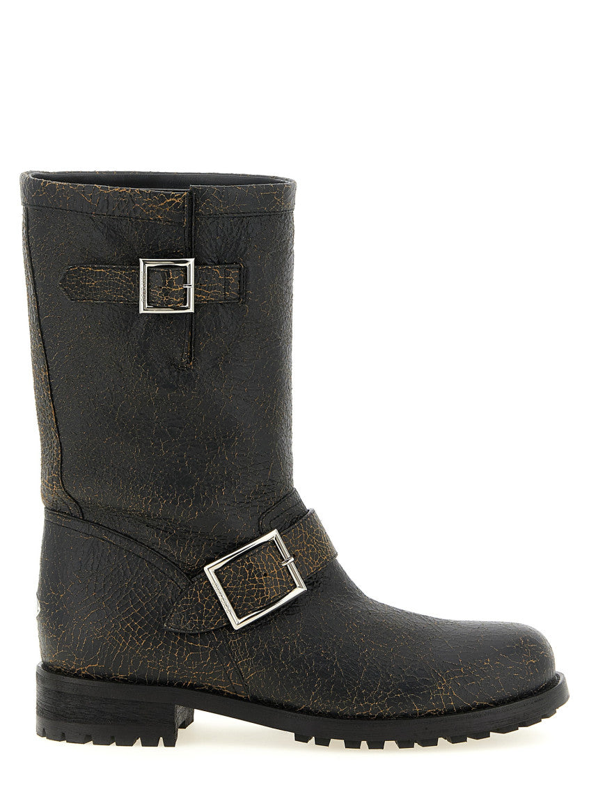 Black Textured Biker Boots 1
