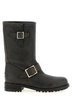 Black Textured Biker Boots 1