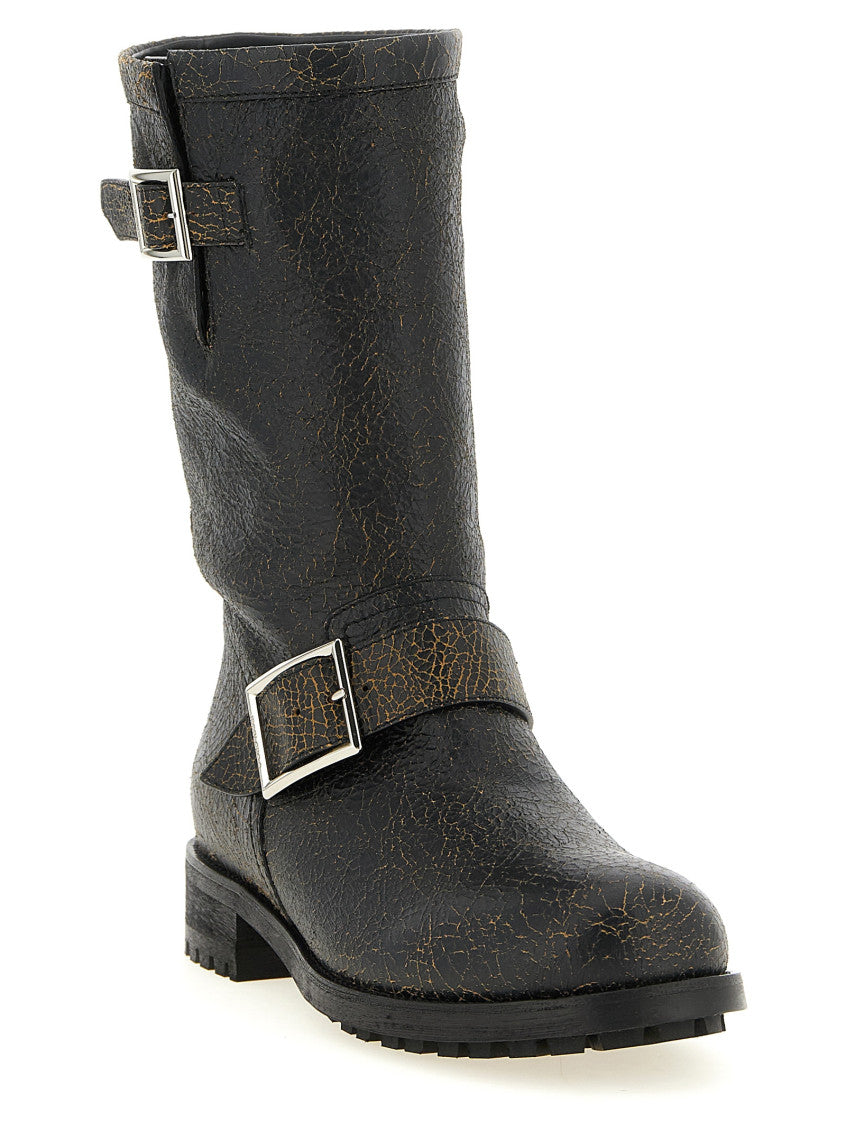 Black Textured Biker Boots 2