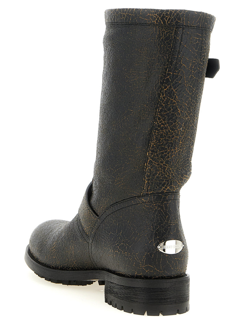 Black Textured Biker Boots 3
