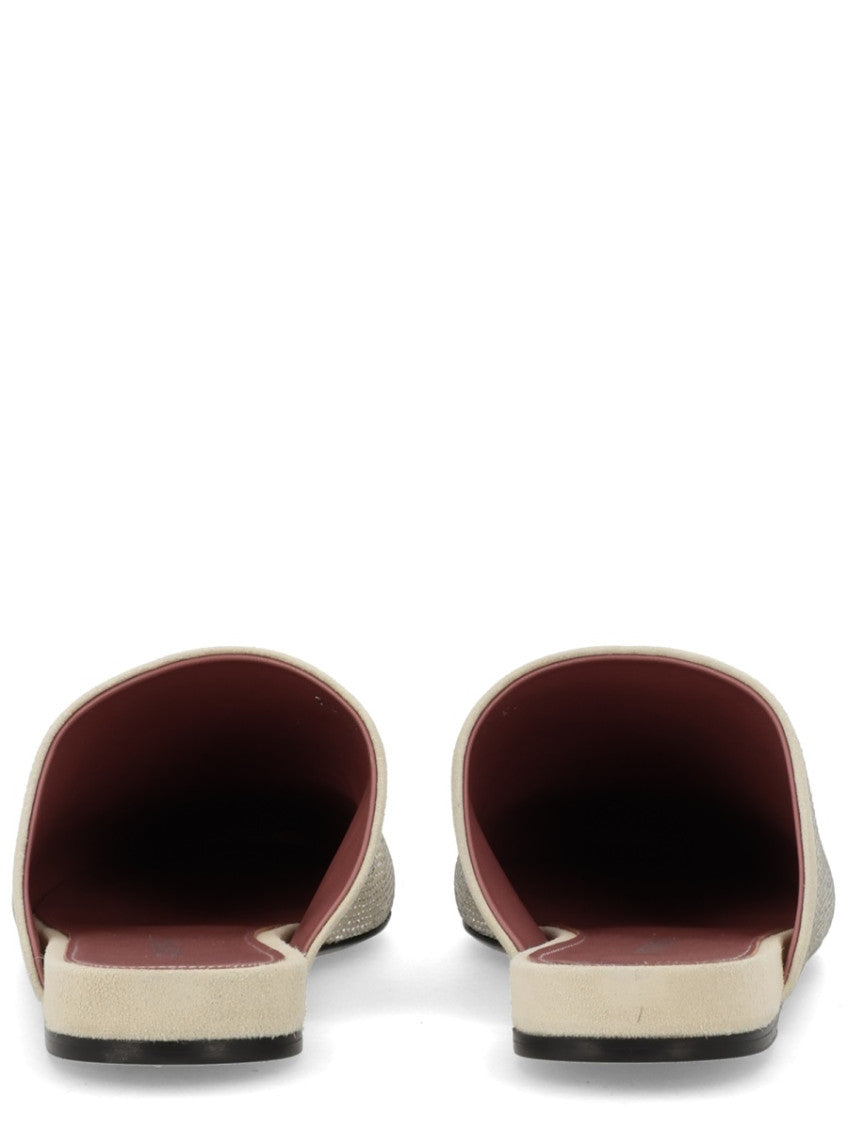 Beige Embellished Mules 4