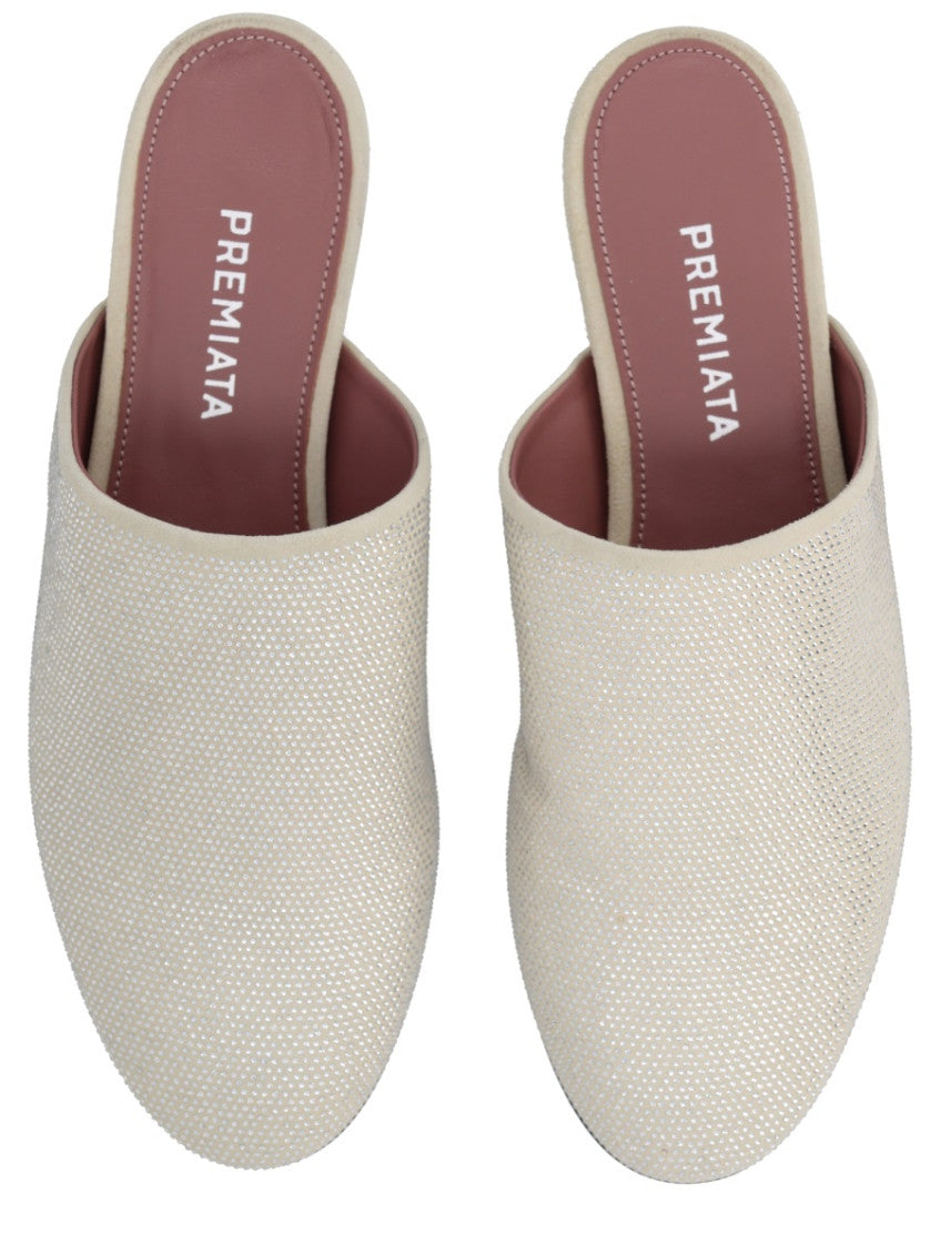 Beige Embellished Mules 5