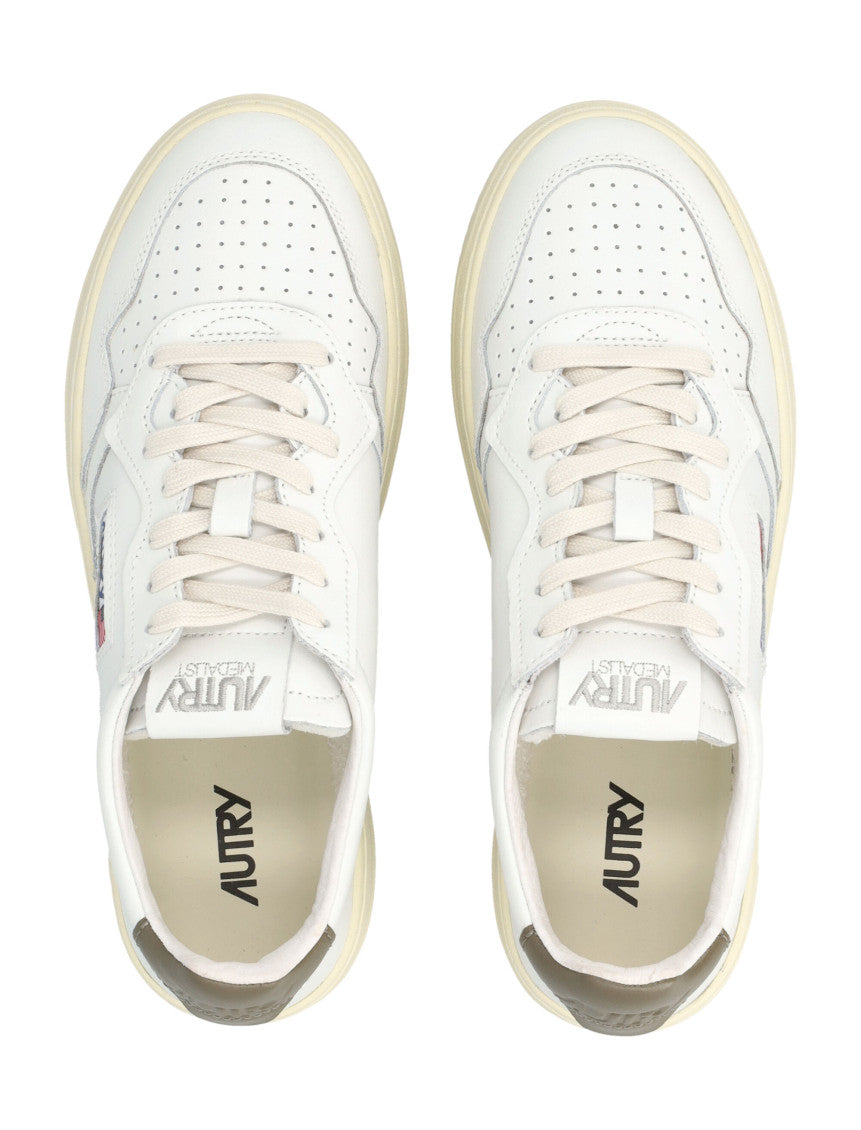 White Solid Medalist Sneakers 3
